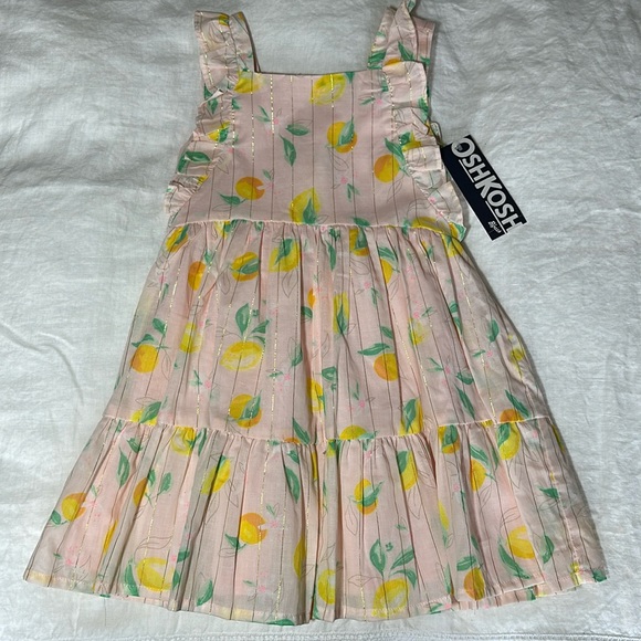 Oshkosh Lemon Print Ruffle Sleeve Flutter Dress - Picture 2 of 10
